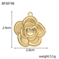 Detailed macro view of 3D golden camellia pendant with precise dimensions and weight - Camellia Shape (BP3874B)