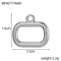 Detail view of rectangular silver pendant showing 1.5cm by 1.7cm dimensions and scale - Silver Hollow Rectangle Rounded Pendant (BP46717AW0)