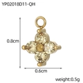 Golden clover pendant with champagne crystals, size 0.8x0.6cm for DIY jewelry making - Champagne