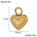 Macro-opname van een gouden hartvormige hanger van 1,1 cm met afmetingen en gewicht - Dichte Reliëf Punten Hart Hanger (BP48251B1)