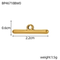 Polished gold stainless steel T-bar toggle clasp for jewelry making with dimensions - Gold Toggle Bar (BP46718BW0)