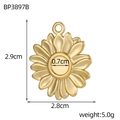 Detail of golden sunflower pendant with size labels and weight showing 2.9cm and 5.0g - Sunflower (BP3897B)