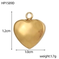 Gepolijste gouden roestvrijstalen hartvormige hanger met afmetingen van 1,2 cm bij 1,0 cm - Eenvoudig Afgerond Gepolijst Hart Hanger (HP1589D)