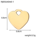 Close-up of golden stainless steel heart charm with 0.8cm size and 0.5g weight info - Gold Polished Heart Pendant (PJ00564DW0-1)