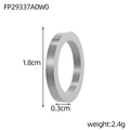 Detail of 1.8cm stainless steel ring showing 0.3cm width and 2.4g weight specifications - Silver Flat Round Ring Accessory (FP29337A0W0)