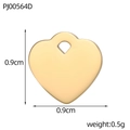 Elegant gold heart pendant charm in stainless steel for DIY jewelry making 0.9cm - Gold Heart Pendant (PJ00564D)