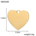 Vue détaillée d'un pendentif cœur doré avec dimensions de 1,5 cm de large et 1,3 cm - Étiquette Cœur Minimaliste Dorée (PJ00568D)