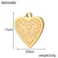 Pendentif cœur doré avec motifs étoile et trèfle montrant les dimensions 1,1x0,9cm - Étiquette Trèfle Étoile Dorée (PJ00569B0)