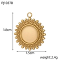 Détails du pendentif rond en acier doré avec bordure perlée et dimensions de l'article - Pendentif Base Ronde Bord Ondulé Or (PJ1037B)