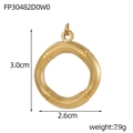 Golden bamboo textured geometric circle pendant made of brushed stainless steel - Vintage Bamboo Texture Gold Circle Pendant (FP30482D0W0)