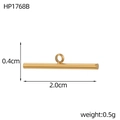 Macro view of gold-plated stainless steel bar pendant with dimensions and weight info - Gold OT Toggle Clasp T-Bar Component (HP1768B)