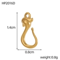 Detailed view of golden spiral hook pendant showing 1.4cm dimensions and matte texture - Frosted Gold Spiral Hook Component (HP2016D)