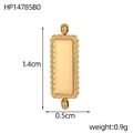 Golden rectangular beaded pendant charm connector 1.4cm for jewelry making - Beaded Frame Rectangular Link (HP14785B0)
