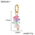 Detail of colorful irregular resin stone pendant with gold ring and size measurements - Colorful Transparent Raw Stones (PJ00562B-1)