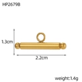 Detail view of 2.2cm gold plated stainless steel horizontal bar pendant with dimensions - Gold Double Ball Long Tube Component (HP2679B)
