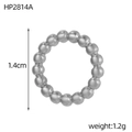 Macro view of a 1.4cm stainless steel beaded ring connector with 1.2g weight - Silver Beaded Circle Ring (HP2814A)
