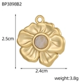 Détail du pendentif fleur avec pierre de marbre et pétales dorés de 2,5 cm de large - Style Pétale Pierre Blanche (BP3898B2)