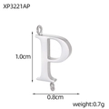 Polished stainless steel letter P pendant charm for DIY jewelry with dual connectors - Letter P Style (XP3221AP)