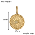 Detailansicht eines Vintage-Goldanhängers mit Maßen und Gewicht 2,4g und Bernstein - Gold Hellgelber Stein Perlenrand Anhänger (WP37028B-6)