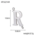 Polished stainless steel letter R charm with two holes for DIY jewelry making 1.0cm - Letter R Style (XP3221AR)
