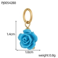 Detail of a bright blue resin rose pendant featuring a gold-toned metal connector ring - Royal Blue Rose (PJ00542B8)