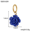 Detailed view of 1.4cm blue resin rose charm with gold ring and weight specifications - Dark Blue Rose (PJ00542B9)