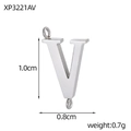 Polished silver stainless steel letter V double-hole connector pendant 1.0x0.8cm 0.7g - Letter V Style (XP3221AV)