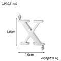 Polished silver stainless steel letter X charm connector for DIY jewelry making - Letter X Style (XP3221AX)