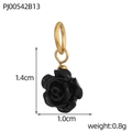 Detail view of a 1.4cm black resin rose pendant with a gold ring for keychains - Black Rose (PJ00542B13)