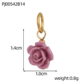 Macro shot of 1.4cm pink resin rose charm with dimensions and 0.8g weight specs - Purple Rose (PJ00542B14)