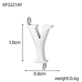 Polished stainless steel letter Y connector pendant with dimensions 1.0cm by 0.8cm - Letter Y Style (XP3221AY)