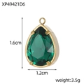 Detail van groene zirkonia druppel hanger met afmetingen van 1,6 cm hoogte - Groen (XP49421D6)