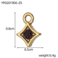 Pendente a stella in titanio placcato oro con gemma rosso scuro e misure indicate - Stile Viola Scuro (YP02019D6-ZS)