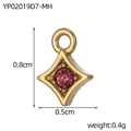Pendente a rombo in acciaio al titanio placcato oro 18k con gemma rosa e stella - Stile Rosa (YP02019D7-MH)