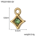 Ciondolo a stella in acciaio al titanio dorato con pietra verde, misura 0,8cm x 0,5cm - Stile Verde Chiaro (YP02019D8-QV)