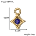 Ciondolo a rombo in titanio placcato oro con gemma blu scuro, 0,8 cm x 0,5 cm - Stile Blu Notte (YP02019D9-BL)