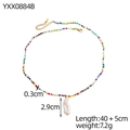 Detalle de collar de cuentas coloridas con perla barroca y dimensiones de 40+5cm de largo - Cuentas Multicolor Perla Irregular (YXX0884B)