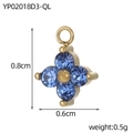 Blue four-petal flower charm in golden setting for DIY jewelry, 0.8cm size - Light Blue Style (YP02018D3-QL) / Light Blue