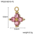 Gold-plated four-petal flower pendant with pink zircons, 0.8cm size, weight 0.5g - Pink