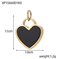 Detailed view of a gold heart pendant with black inlay showing 1.1cm dimensions - Black and Gold Heart Pendant (XP15660D1K0)