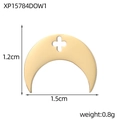 Detail view of crescent metal pendant with cross cutout and size dimensions 1.5cm x 1.2cm - Cross Hollow Crescent Moon Pendant (XP15784DOW1)