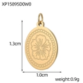 Detailed macro view of 1.3cm gold oval flower pendant with beaded border details - Oval Floral Dotted Edge Pendant (XP15895D0W0)