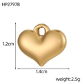 Detailed view of a golden heart pendant with dimensions of 1.4cm by 1.2cm and 2.5g weight - Small Glossy Heart Pendant (HP2797B)