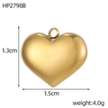 Polished gold heart charm detail with dimensions 1.5cm by 1.3cm and 4.0g weight - Medium Round Heart Pendant (HP2798B)
