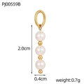 Detailed view of triple pearl pendant with gold beads and dimensions for jewelry making - Three Artificial Pearl String (PJ00559B)