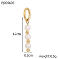 Detail view of 1.7cm beaded pendant featuring white faux pearls and gold metal beads - Three Artificial Pearls With Golden Beads (PJ00560B)