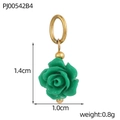 Detailed view of a green resin rose charm with dimensions 1.4cm by 1.0cm and gold ring - Green Rose (PJ00542B4)