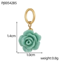 Detail view of 1.4cm mint green resin rose pendant with gold ring showing dimensions - Turquoise Rose (PJ00542B5)
