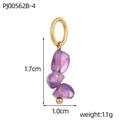 Detail view of purple stone pendant with gold beads and dimensions of 1.7cm by 1.0cm - Purple Translucent Crystal Stones (PJ00562B-4)