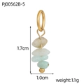 Detailed size view of a handmade natural stone pearl pendant with golden stainless steel hook - Gradient Light Blue Green Stones (PJ00562B-5)